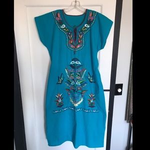 Handmade Embroidered Blue Dress